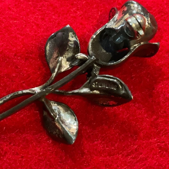 Floral rose vintage sterling silver women’s brooch pen - Picture 6 of 7